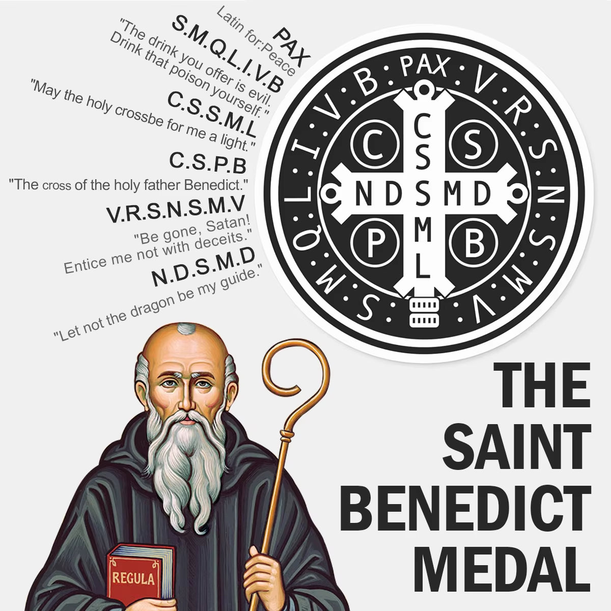 Exorcism Saint Benedict Cspb Cross Men Rings Punk Hip Hop for Boyfriend Male Stainless Steel Jewelry Creativity Gift Wholesale