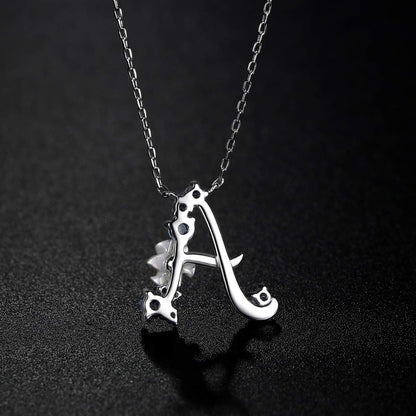 Sparkle with Meaning: Customizable Initial Necklace in 925 Sterling Silver with Cubic Zirconia
