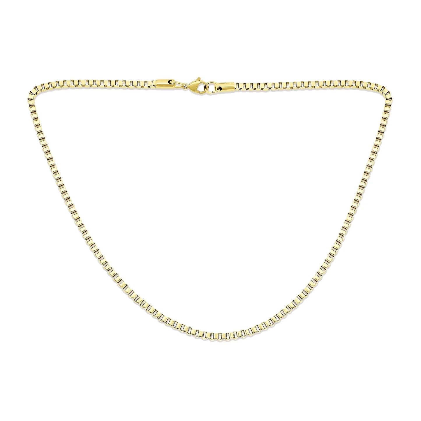 Masculine Venetian Box Necklace Yellow Gold Plated Stainless Steel 20 Inch 3MM