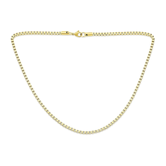 Masculine Venetian Box Necklace Yellow Gold Plated Stainless Steel 20 Inch 3MM