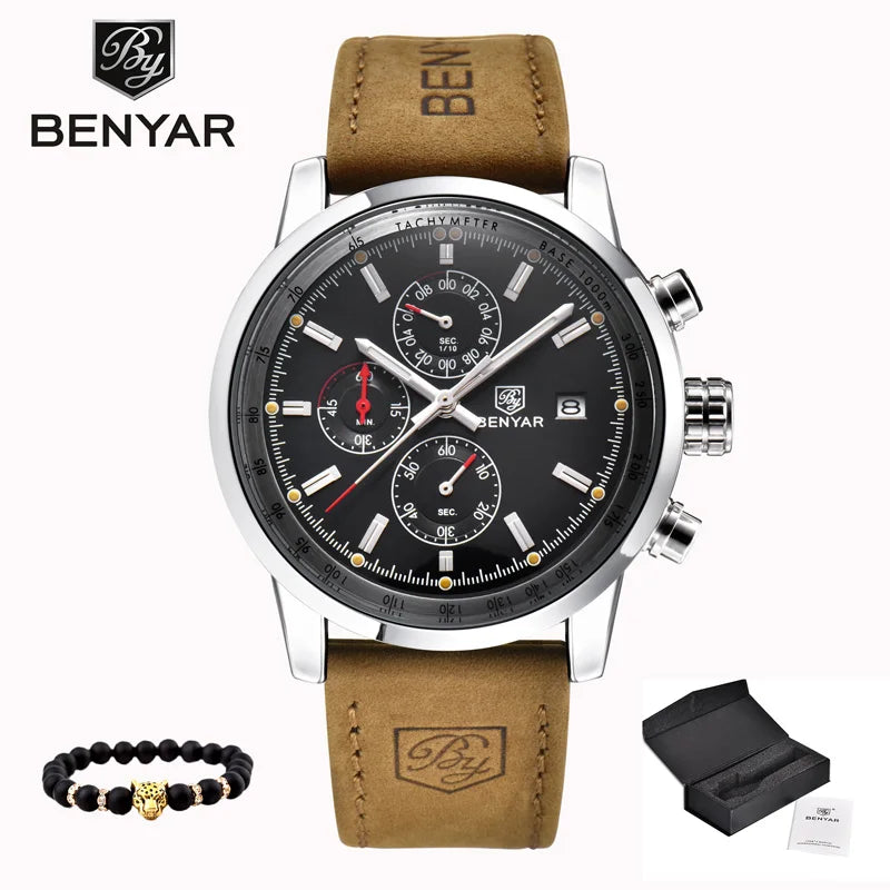 BENYAR Men'S Sports Watch Waterproof Casual Fashion Quartz Watch Business Watch Luminous Calendar Men'S Watch BY-5102M