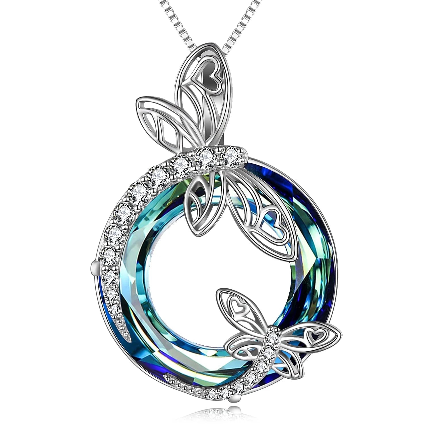 Christmas Gifts for Women S925 Sterling Silver Dragonfly Pendant Necklaces with Blue Crystal Dragonfly Jewelry Girls Christmas Gifts