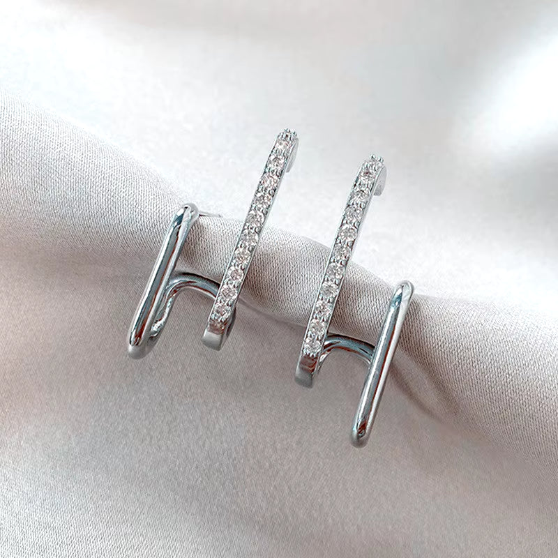 2023 New Bright Crystal Luxury Korean Unusual Claw Stud Earrings Ear Piercing Hook Irregular Pearl Christmas Jewelry Gift