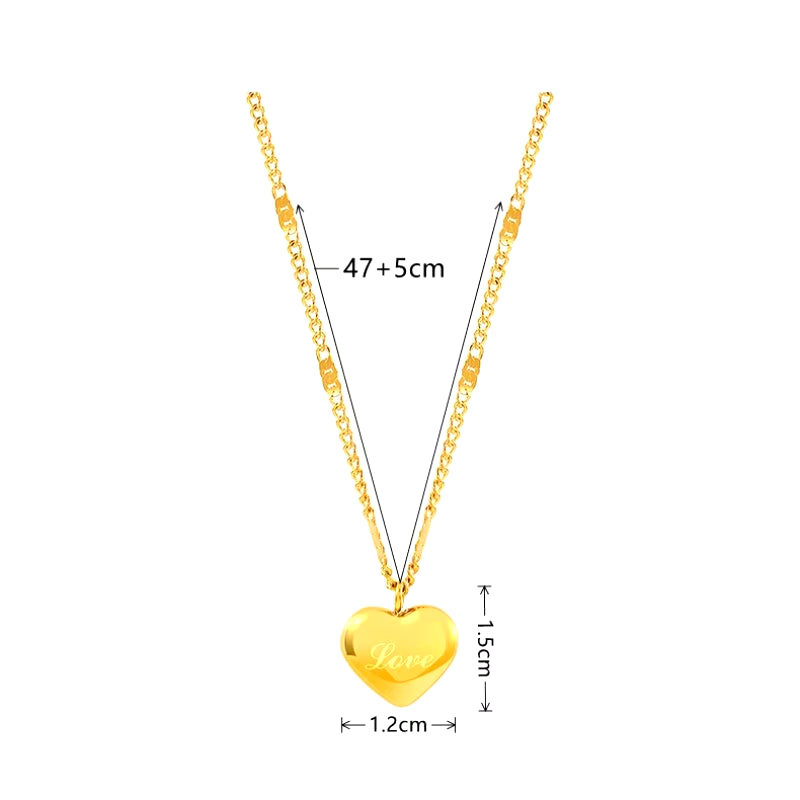 1Pcs Gold-Color Necklace Ms Simple Fashion Peach Heart Engraved Love Collarbone Chain Holiday Gifts