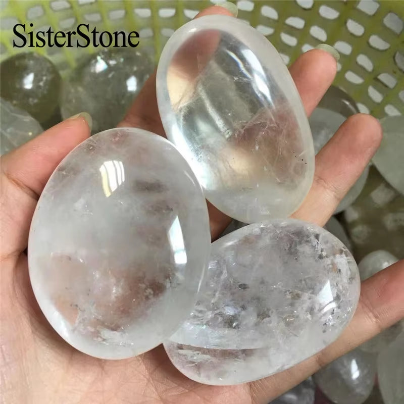 Natural Quartz Palm Crystal Minerals Polished Stones Reiki Healing Madagascar Gemstone Tumble Gift 1Pcs