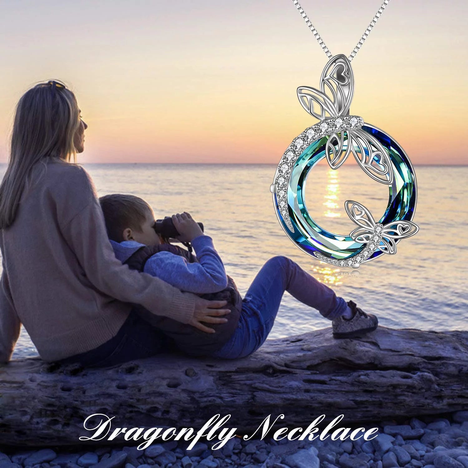 Christmas Gifts for Women S925 Sterling Silver Dragonfly Pendant Necklaces with Blue Crystal Dragonfly Jewelry Girls Christmas Gifts