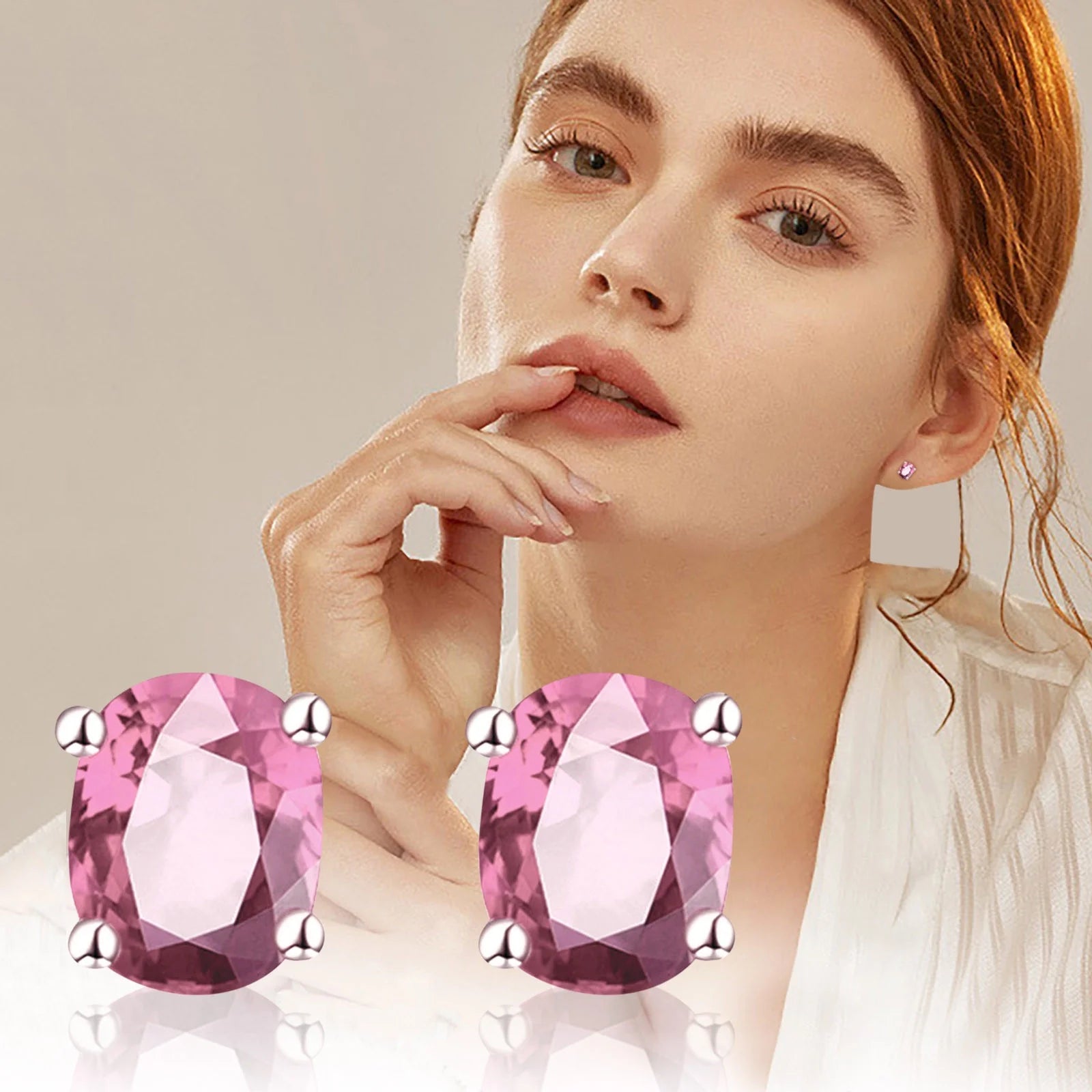 Gifts for Women Simple Fashion Diamond round Earring Stud Earrings Jewelry Earrings Jewelry Pink